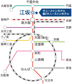 サニーストンホテルまでの路線図
